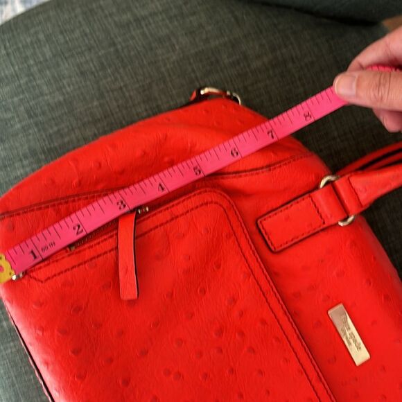 Kate Spade Neon Orange shoulder handle bag purse ostrich print - some wear read! - Picture 16 of 16